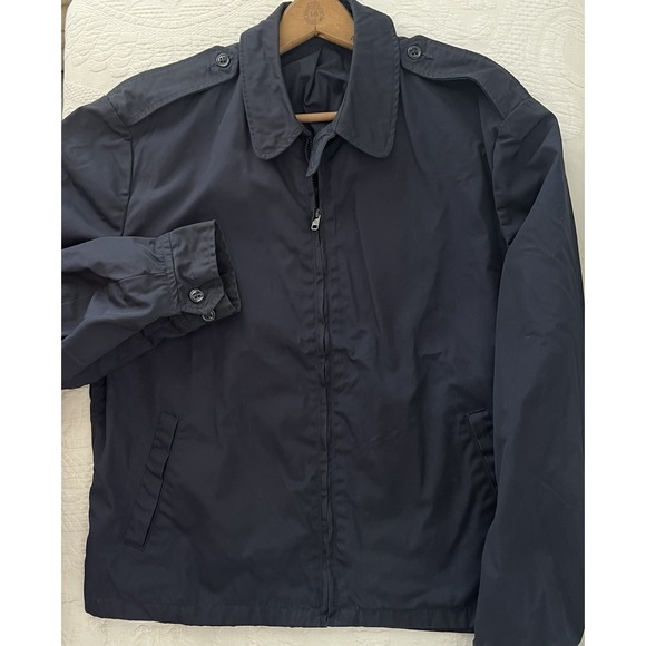 US Army Other - Vtg 70s US Air Force Jacket 42XL Blue Poplin Zip Up Military USN USAF Bomber